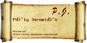 Pély Jeremiás névjegykártya